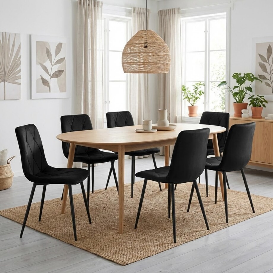 Krzesło tapicerowane welurowe do salonu kuchni jadalni czarne velvet loft