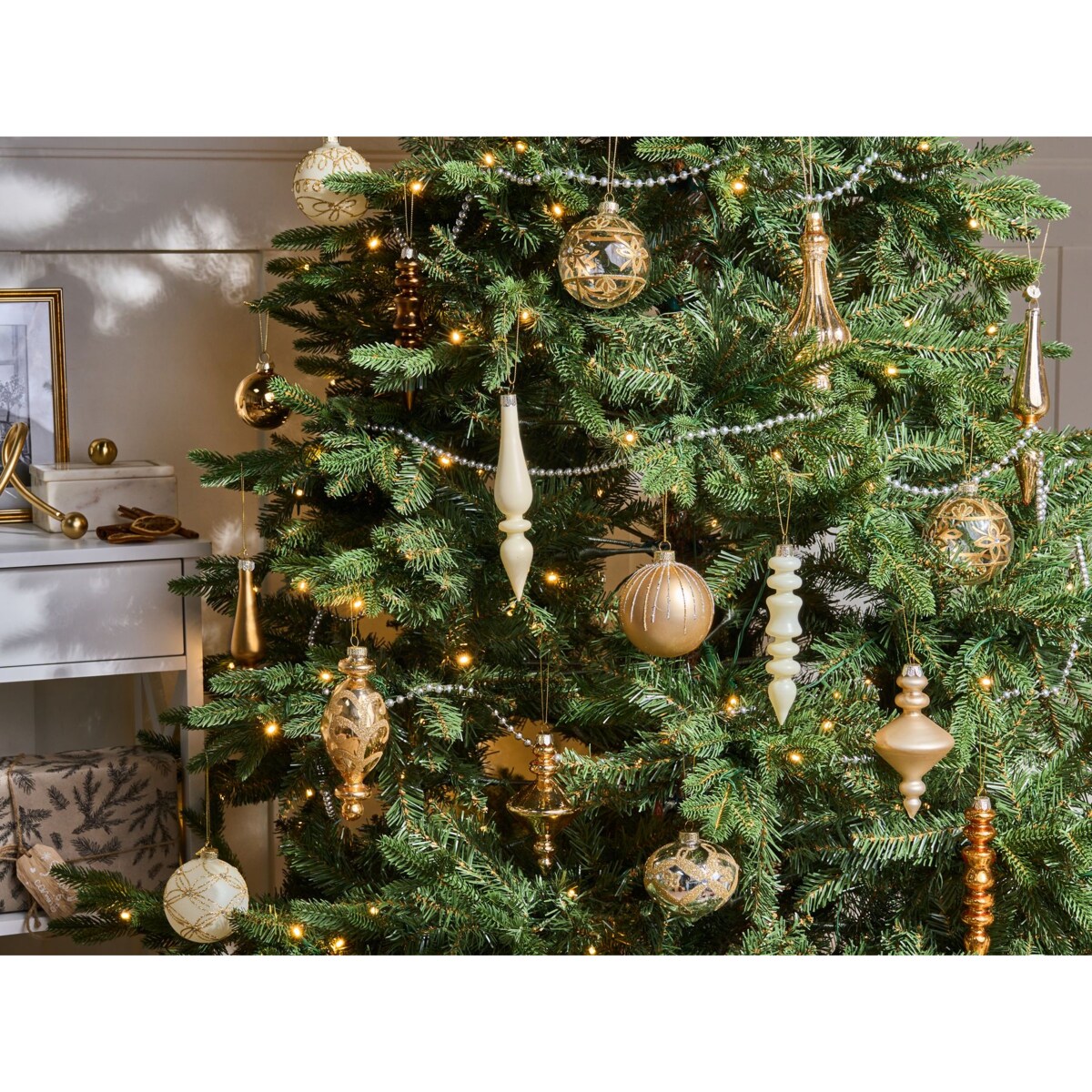 Zestaw 70 bombek FLICKER Szkło Złoty