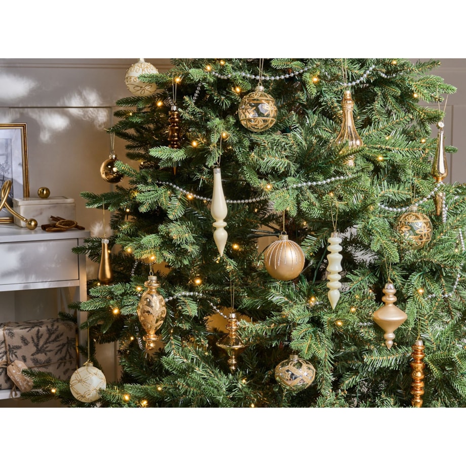 Zestaw 70 bombek FLICKER Szkło Złoty