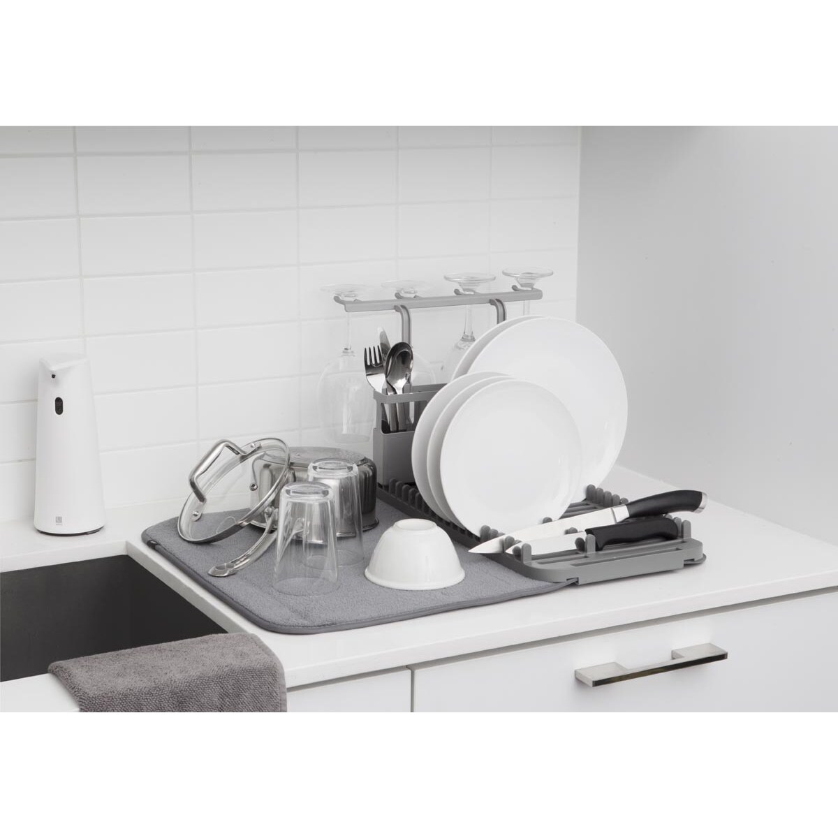 Mata do suszenia naczyń 4w1 szara Udry, 61 x 45.7 x 27.6 cm, Umbra