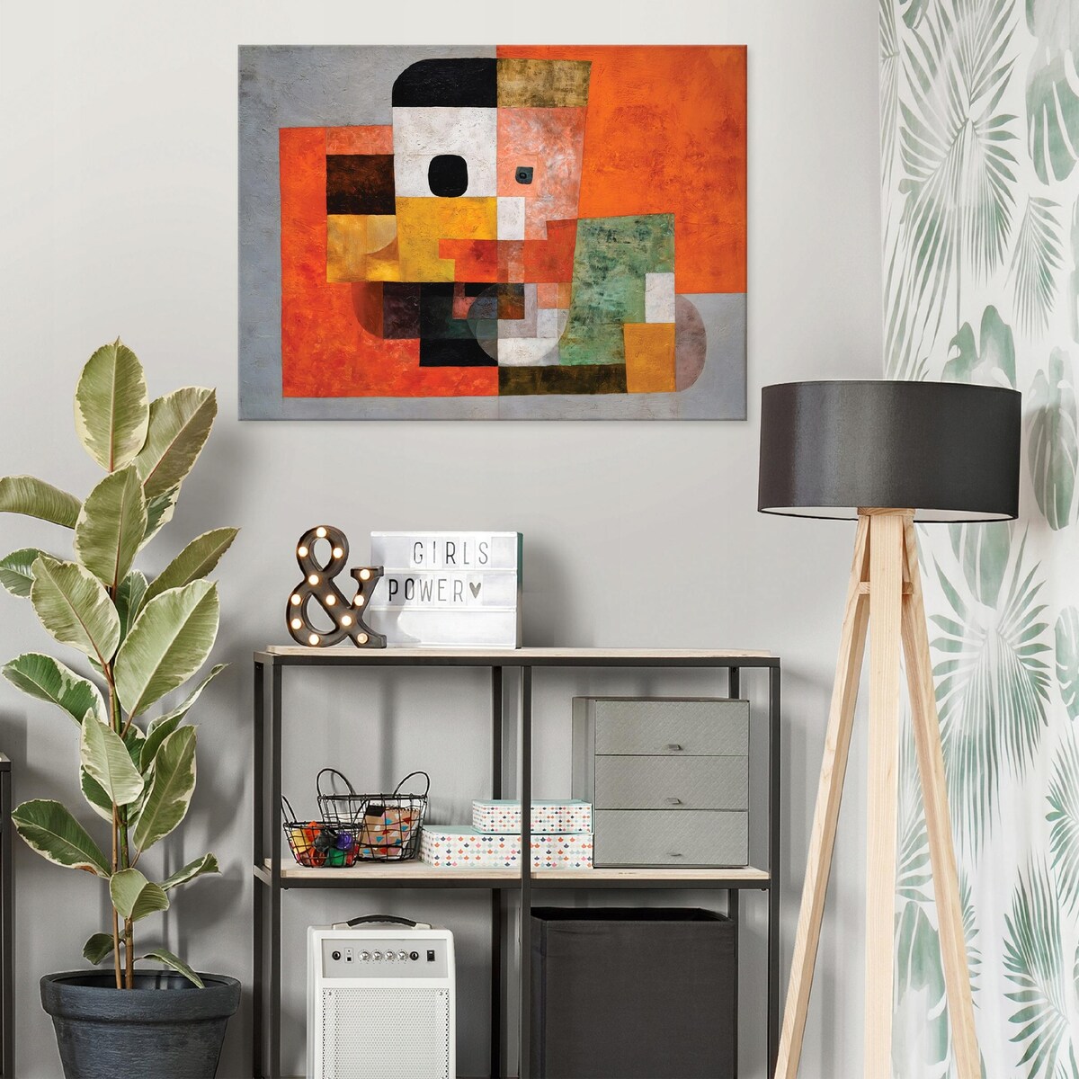 Obraz Do Sypialni Salonu Na Płótnie Abstrakcja Geometryczna Pomarańczowy 60x40