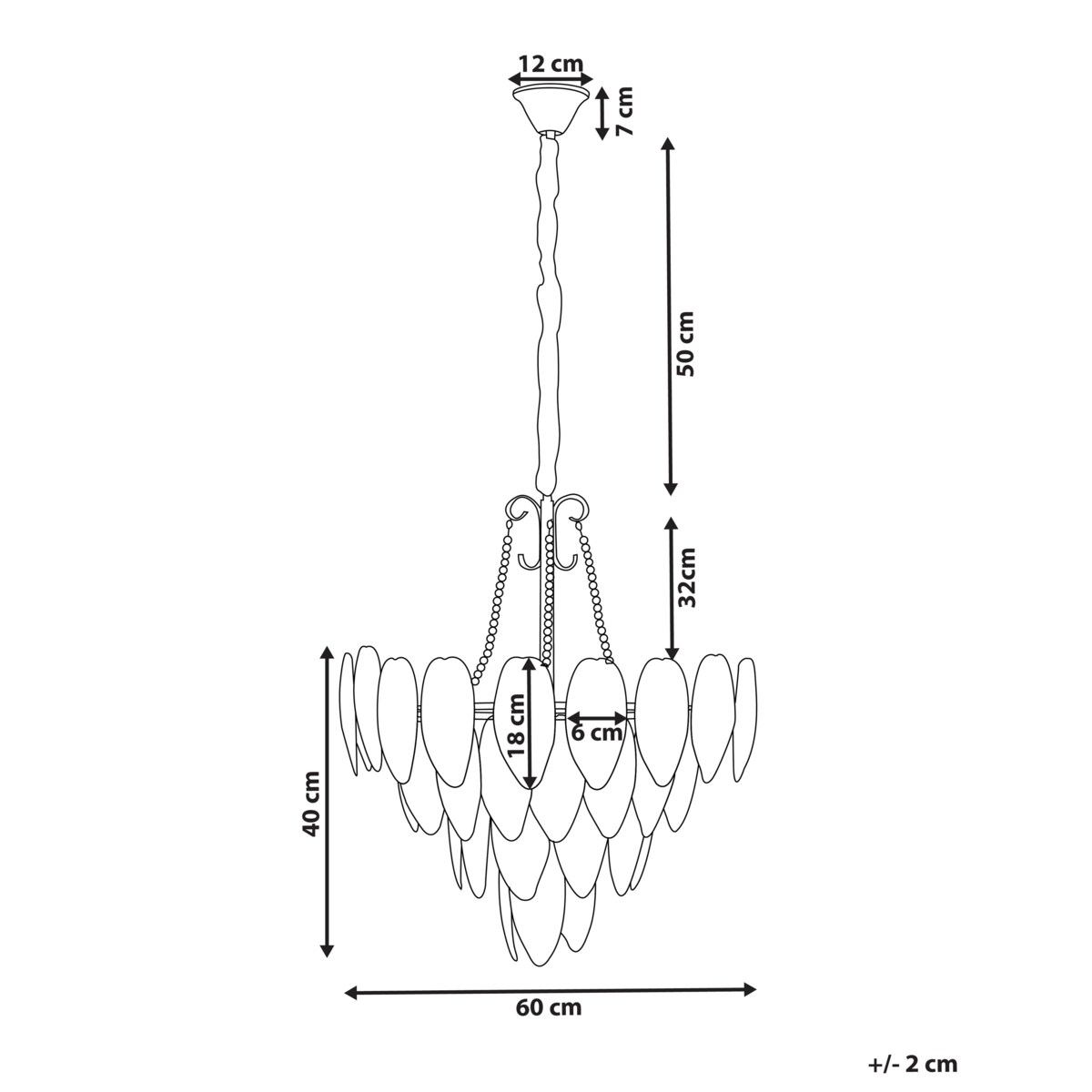 Żyrandol YAUCA Szkło Mosiężny