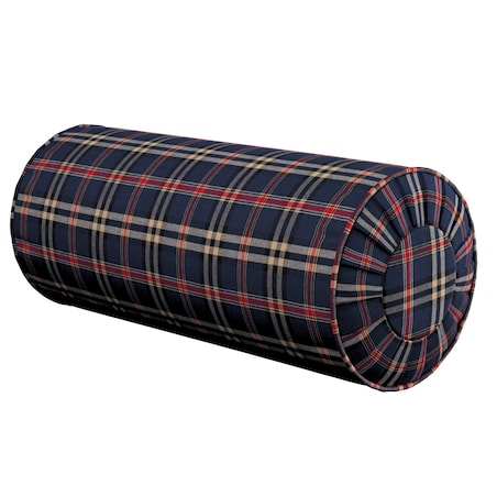 Poduszka wałek z zakładkami, granatowo-czerwona kratka, Ø20 x 50 cm, Christmas