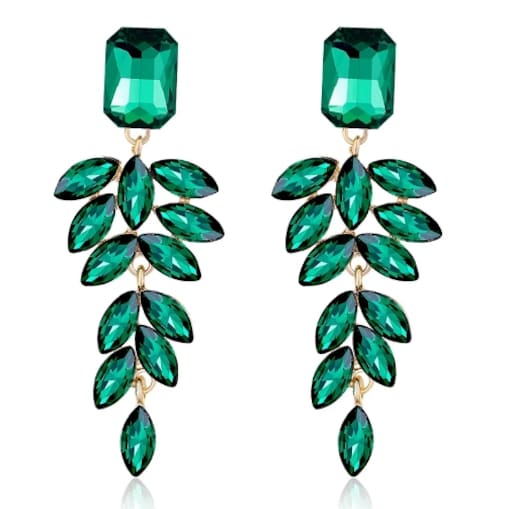 Kolczyki zielone złote wieczorowe piękne