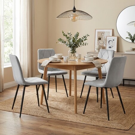 Krzesło tapicerowane szare do jadalni salonu pikowane wygodne nowoczesne