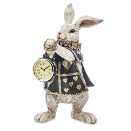 Dekoracja - królik 25x13,5x15 cm CONIGLIO szarak z zegarkiem