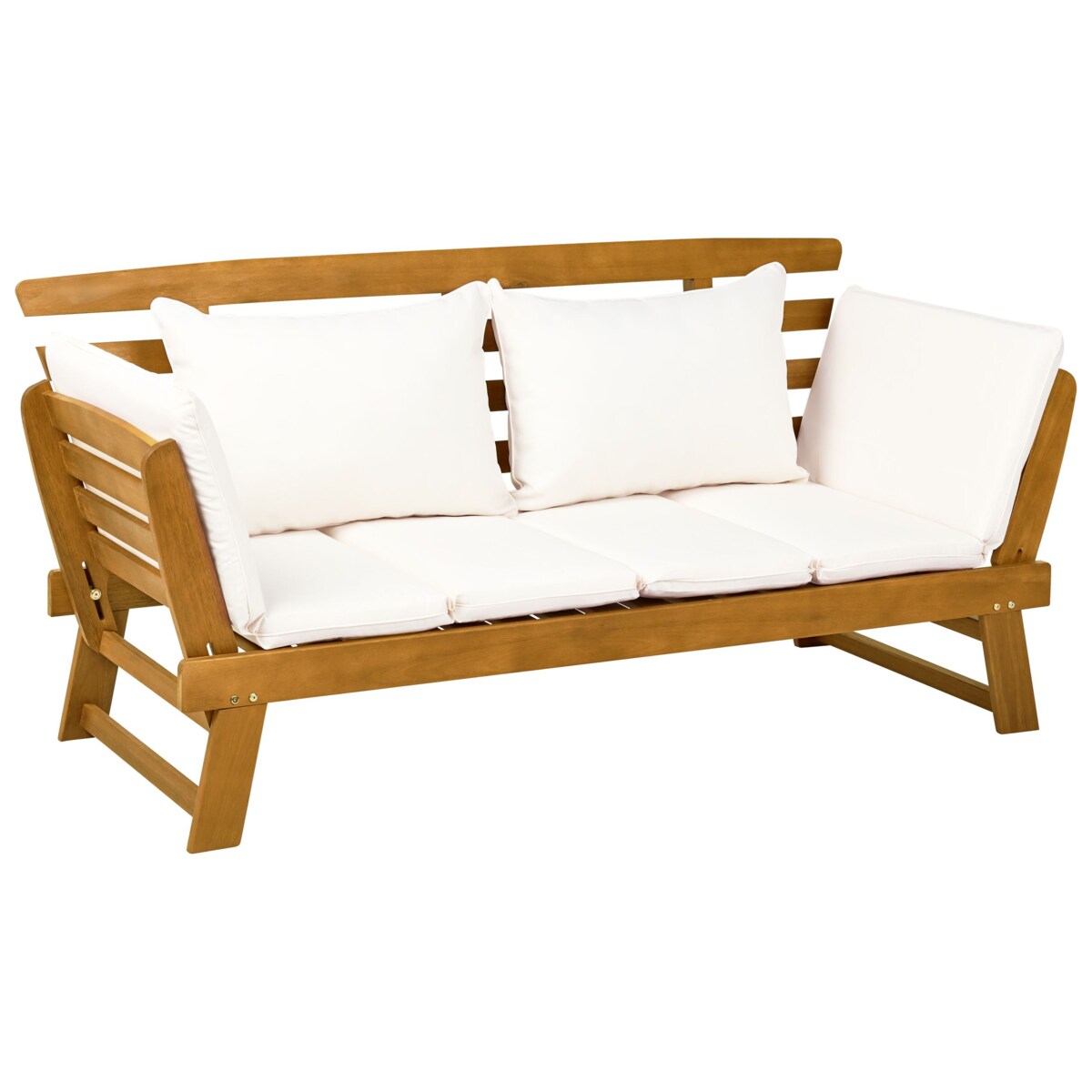 Ławka ogrodowa z poduchą PORTICI 210 cm Drewno Jasne drewno