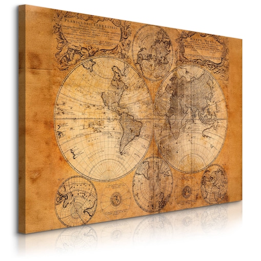 Obraz na Płótnie Stara Mapa Świata VINTAGE 70x50cm