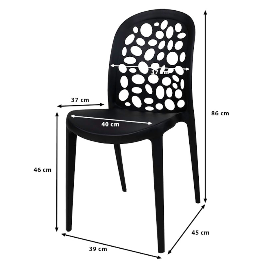 Krzesło plastikowe czarne nowoczesne do salonu ogrodu na balkon