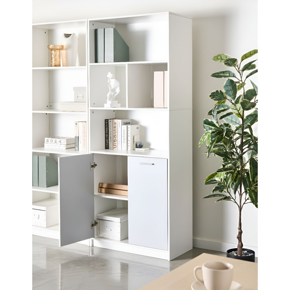 Regał 2-drzwiowy ZEHNA Szary/ biały