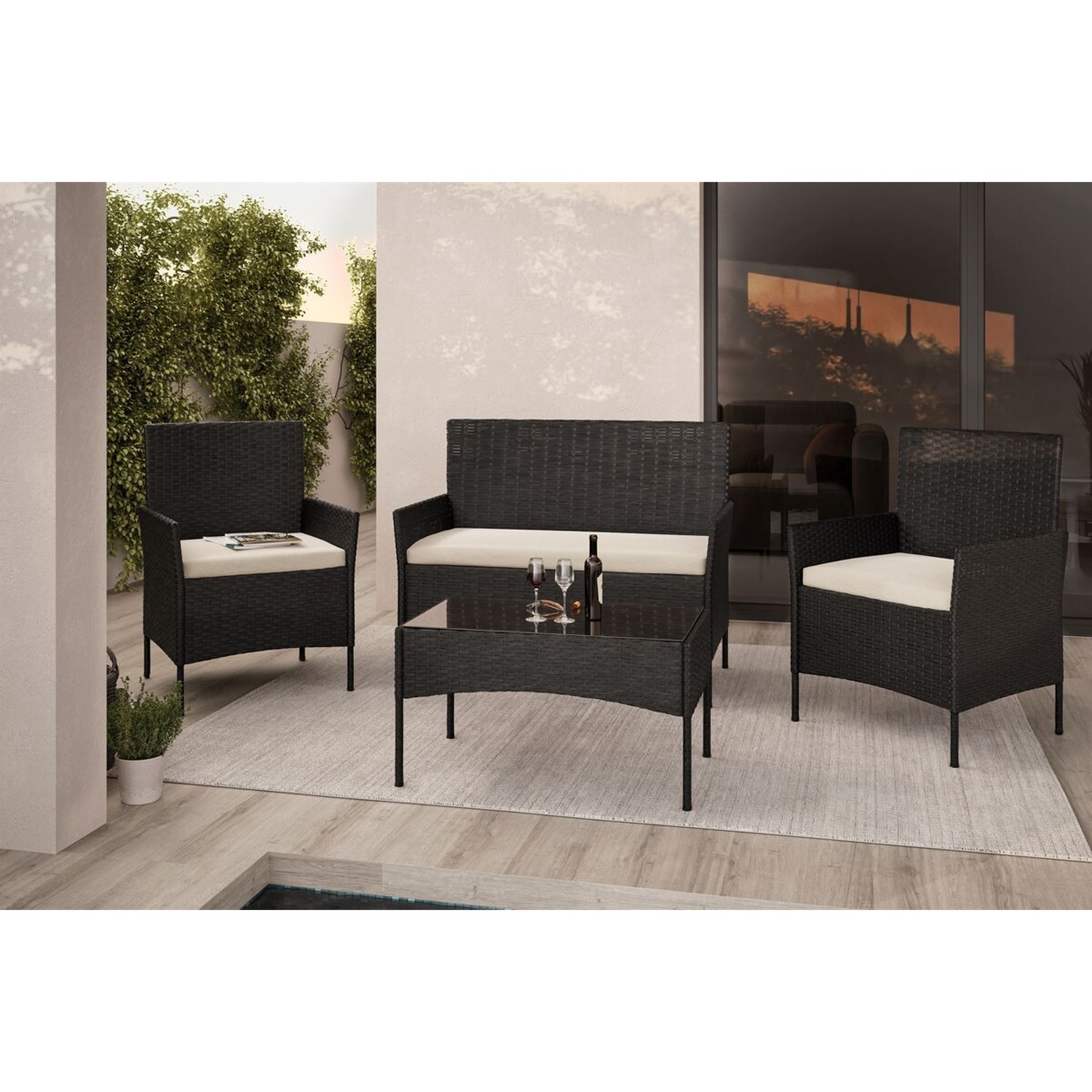 Zestaw mebli rattanowych PERGOLA czarny