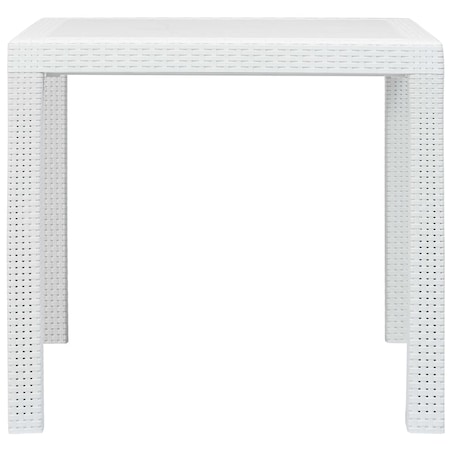 vidaXL Stolik ogrodowy, 79x79x72cm, plastik o wyglądzie rattanu, biały