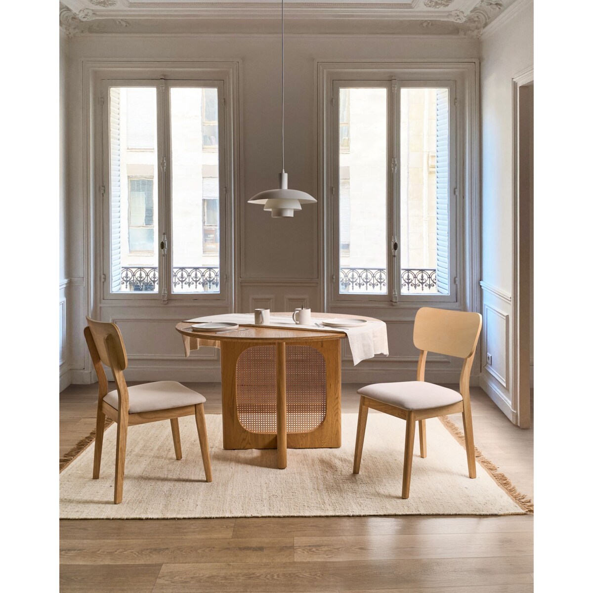 Zestaw 2 krzeseł do jadalni MINIER Drewno Jasnobeżowy