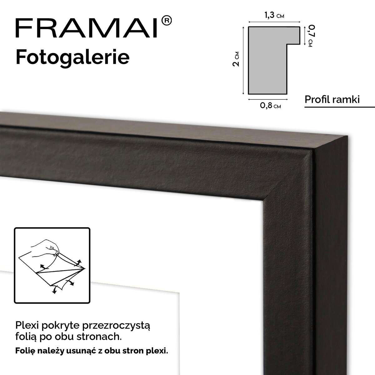 Ramka na zdjęcia 8 zdjęć 13x18 i 15x21 cm rama czarna foto galeria 50x70 cm FRAMAI®