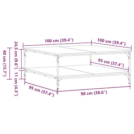 vidaXL Stolik kawowy, kolor dąb sonoma, 100x100x40 cm