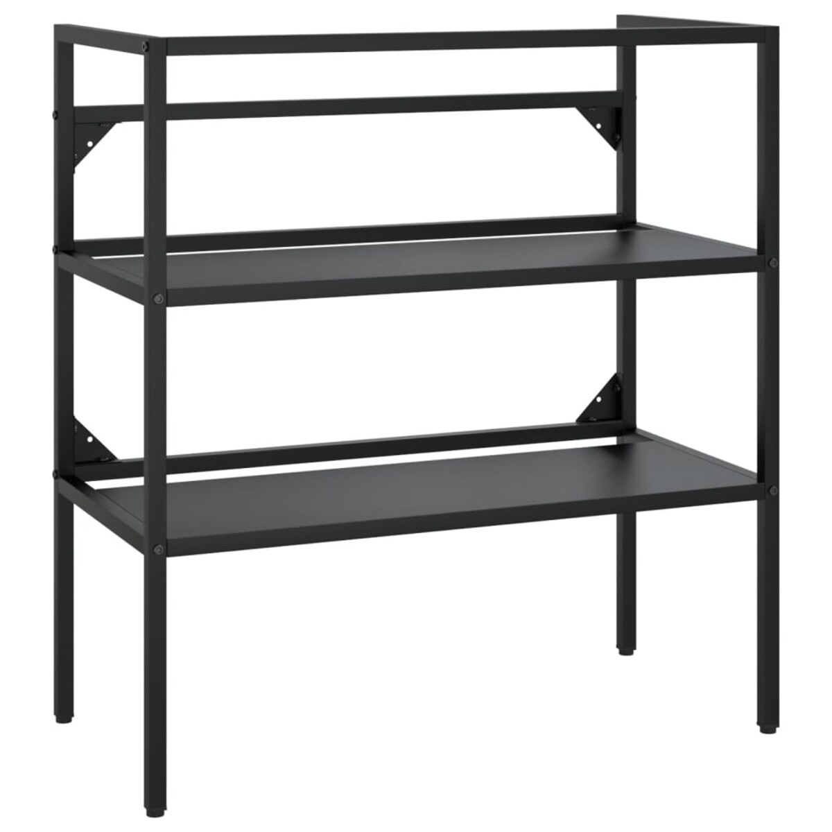 vidaXL Umywalka łazienkowa z ramą, czarna, żelazna