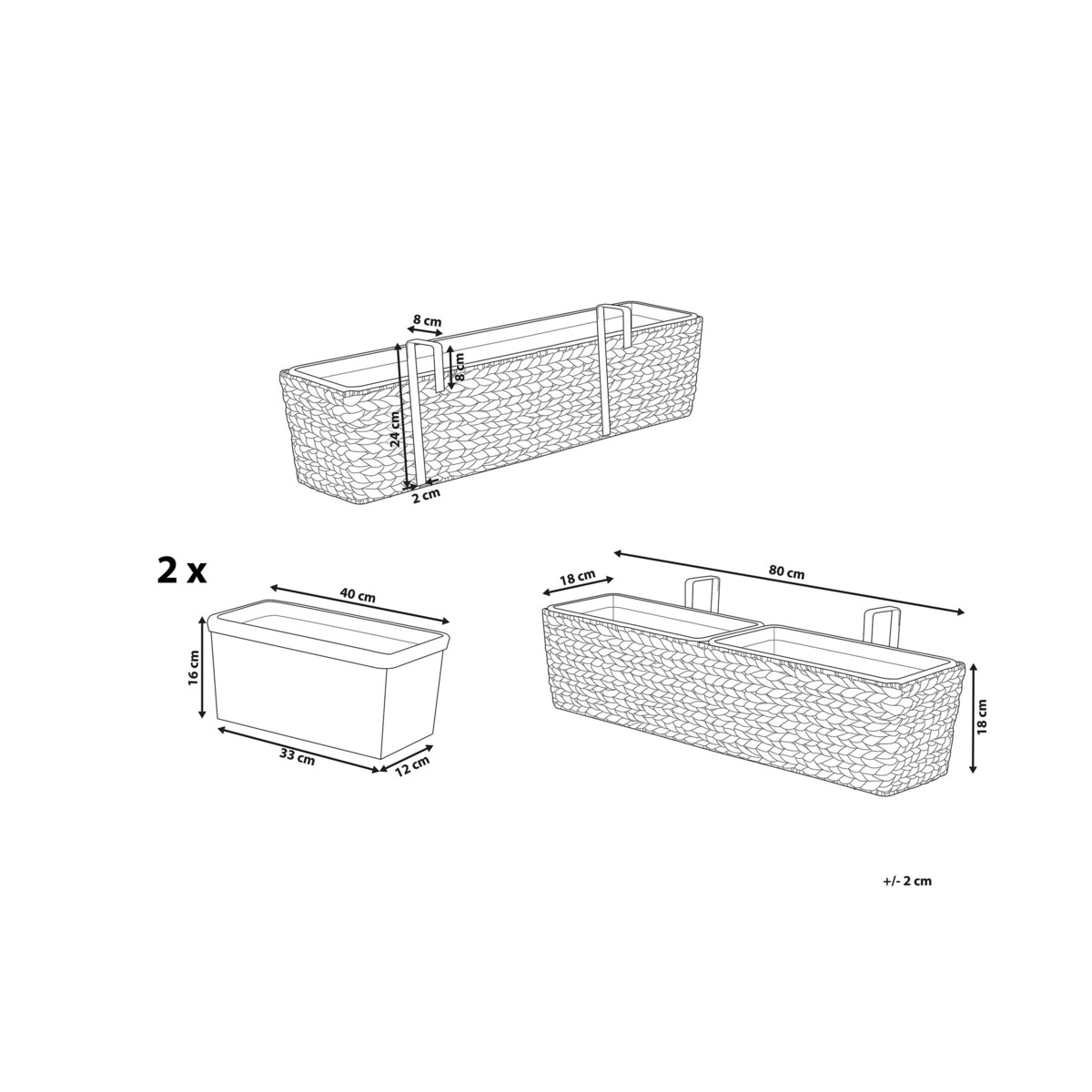 Doniczka 80 x 20 x 18 cm beżowa KAWALA