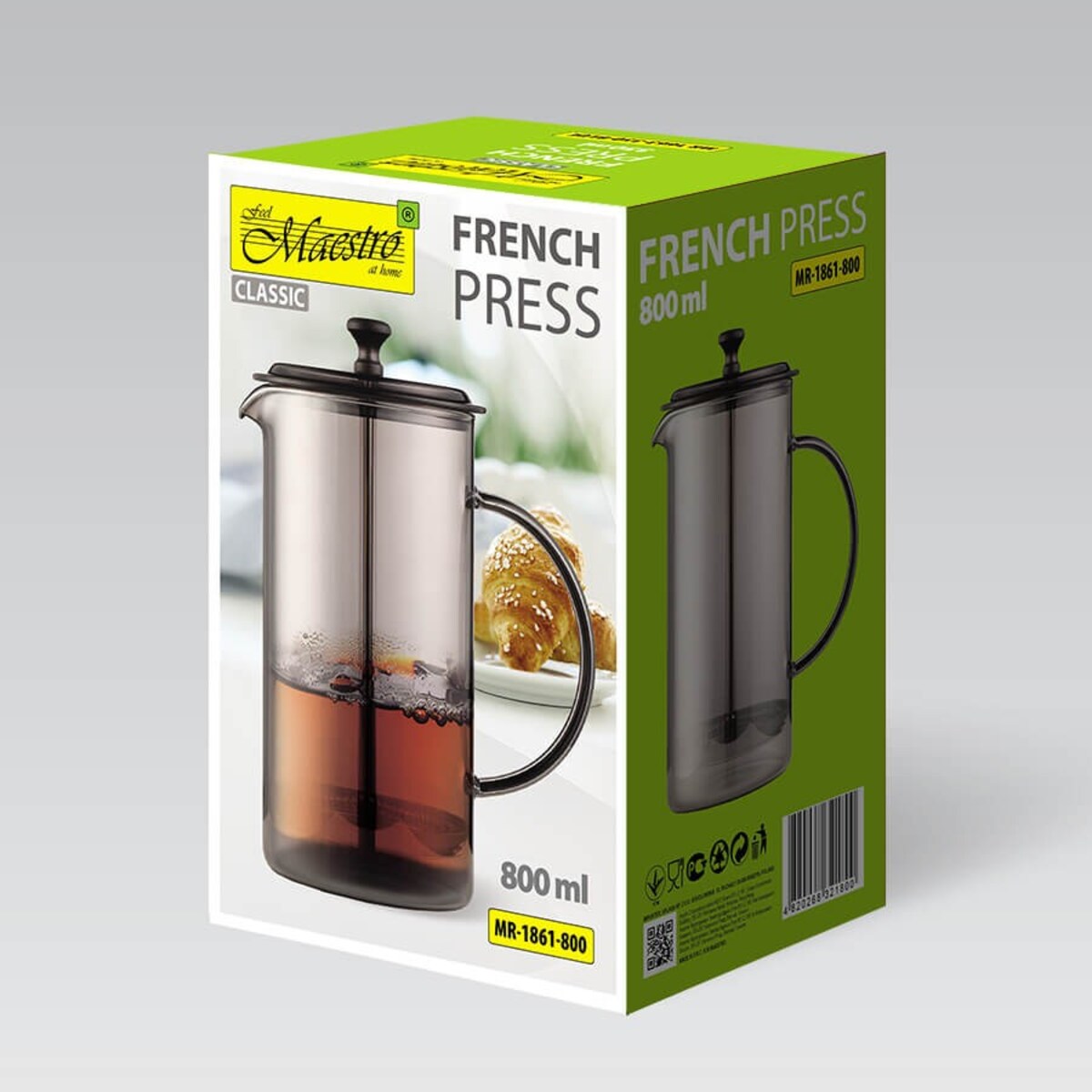 Zaparzacz szklany do kawy herbaty tłokowy french press 800ml MAESTRO