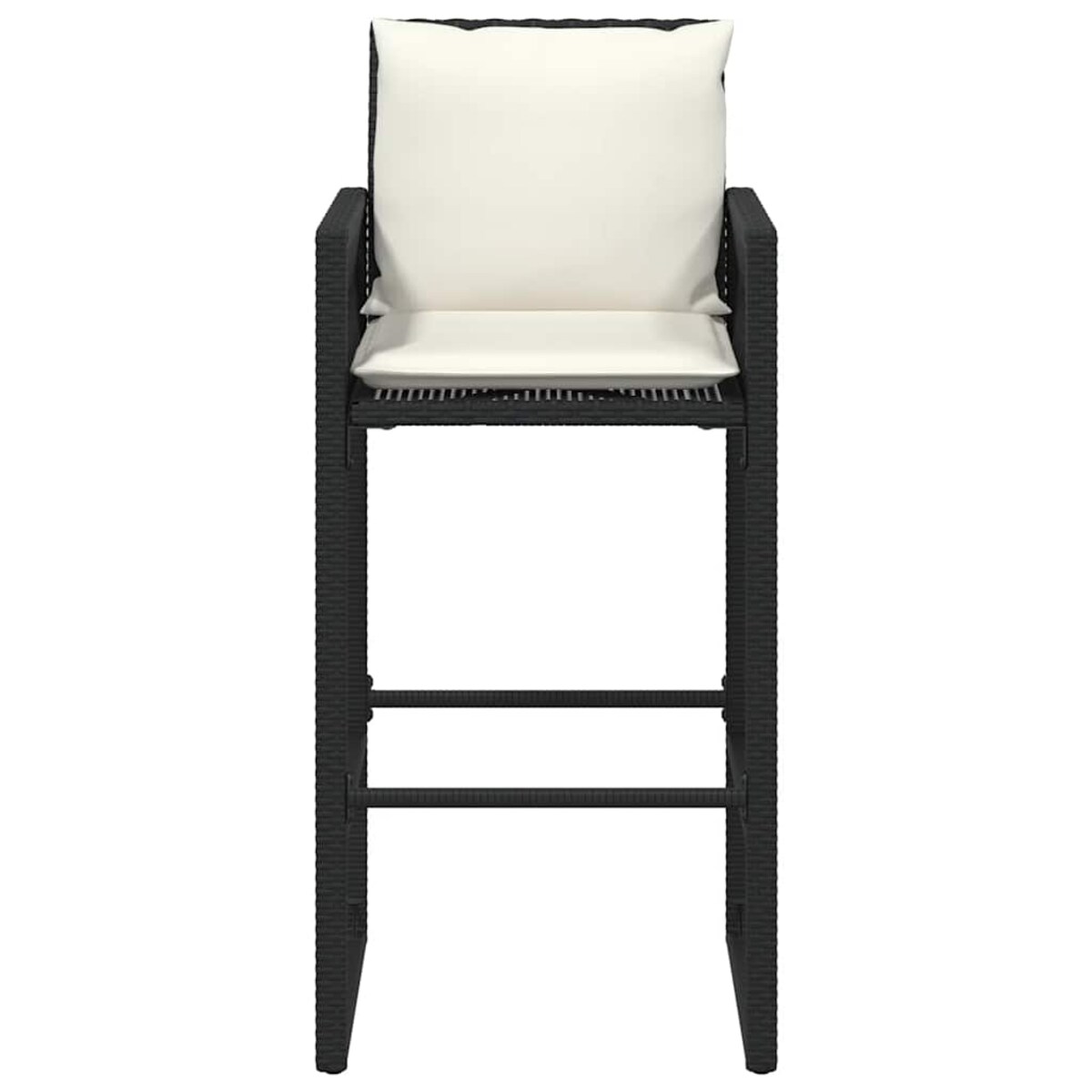 vidaXL Ogrodowe stołki barowe z poduszkami, 2 szt., czarne, polirattan