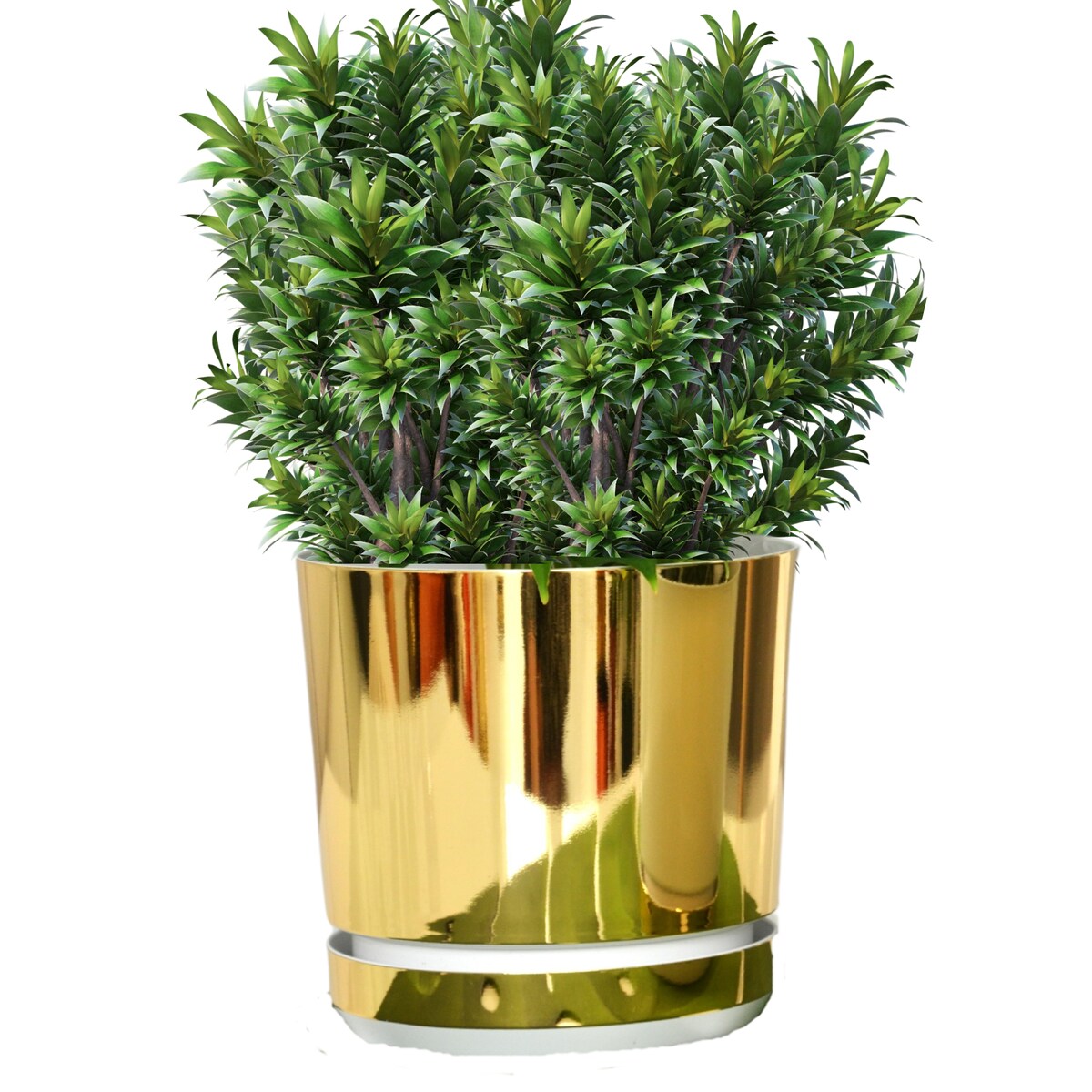 16 cm wzór ZŁOTO - BIAŁA Doniczka z podstawką nowoczesna elegancka glamour wysoki połysk