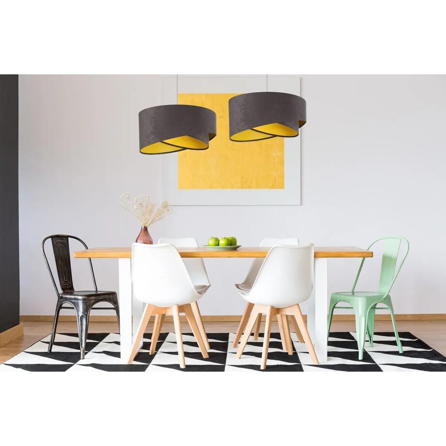 Lampa wisząca GEMSTONE GRAY grafitowa/żółta