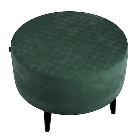 Podnóżek okrągły pikowany, ciemny zielony, Ø60 x 40 cm, Velvet