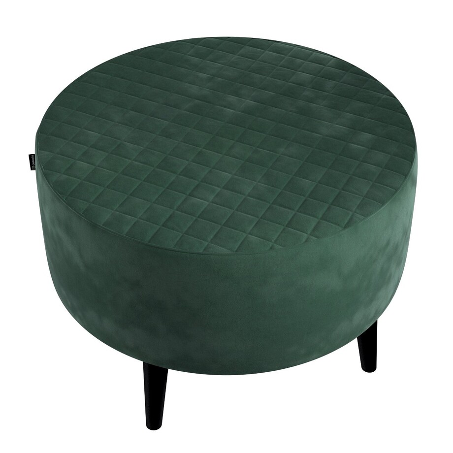 Podnóżek okrągły pikowany, ciemny zielony, Ø60 x 40 cm, Velvet