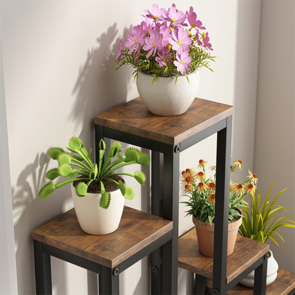 Kwietnik stojak rośliny kwiaty doniczki rustykalny regał 4 poziomowy loft