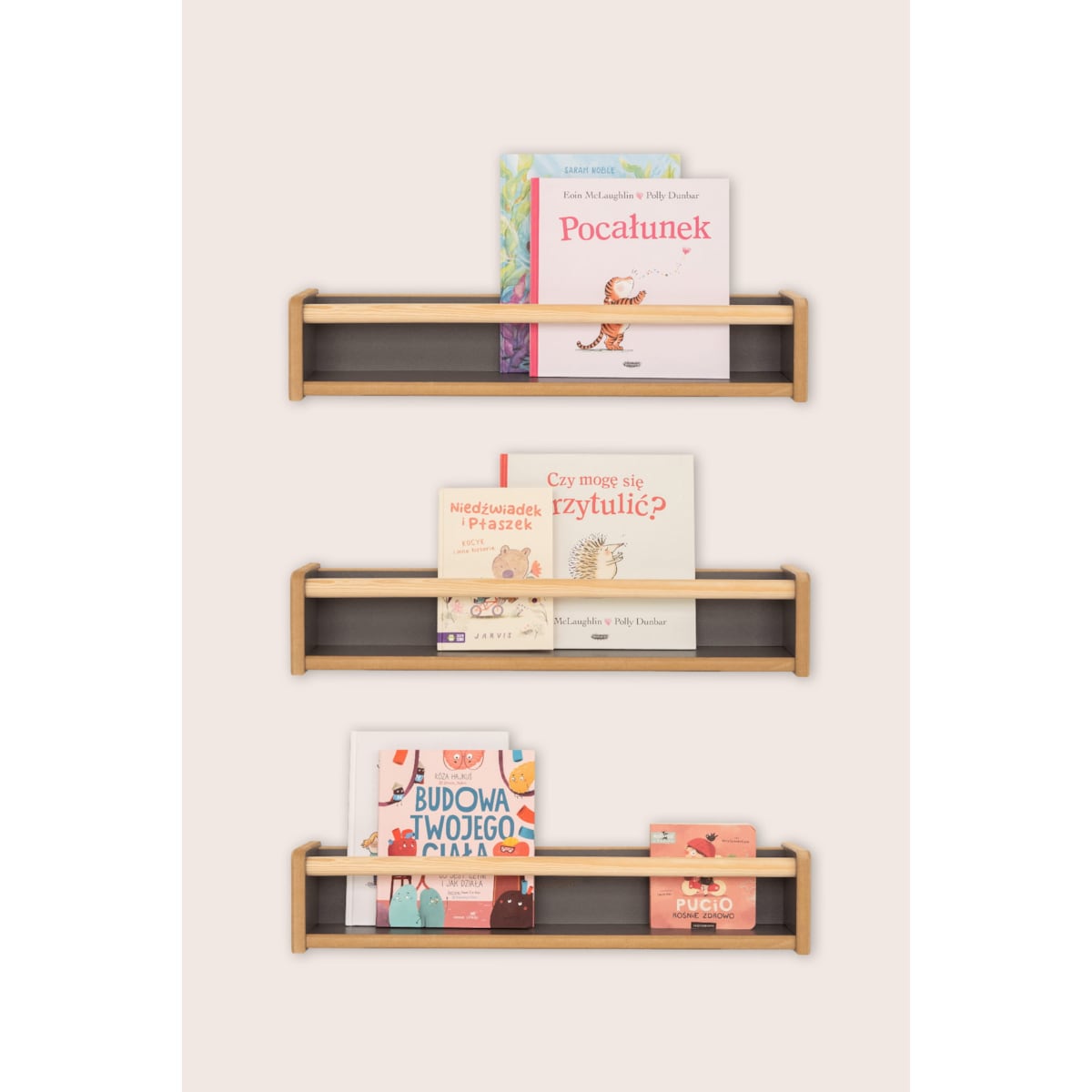 Zestaw 3 półek na książki - szare