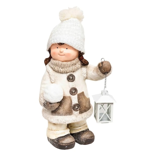 Figurka świąteczna Dziewczynka w czapce z latarnią 40 cm