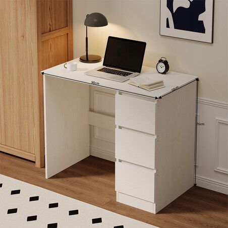 Biurko komputerowe stolik białe młodzieżowe nowoczesne z szufladami loft