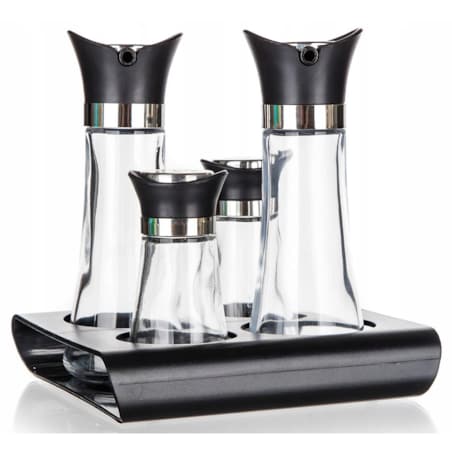 PRZYPRAWNIK na podstawce SOLNICZKA pojemnik na oliwę ocet 4w1 banquet box