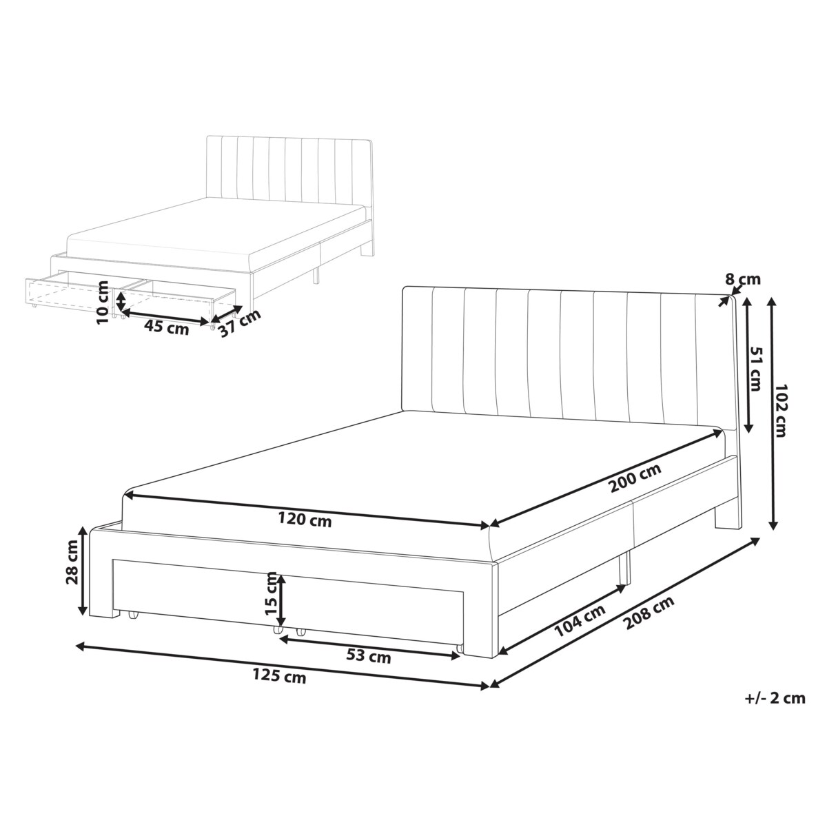 Łóżko z szufladami Welur LONZAC 120 x 200 cm Złamana biel