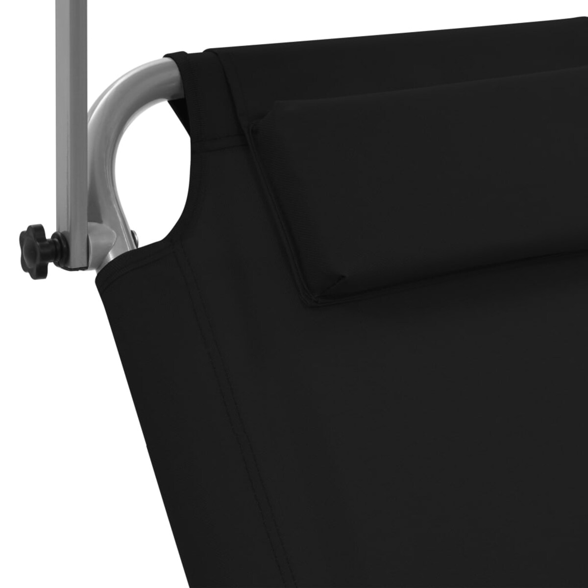 vidaXL Składany leżak z zadaszeniem i kółkami, stal, czarny