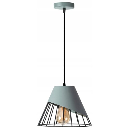 Lampa Sufitowa Wisząca Klosz Metal Szara Led Loft