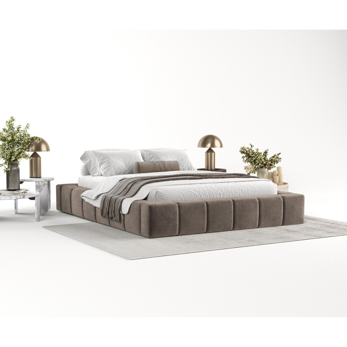 Łóżko tapicerowane KEA 180x200 z pojemnikiem, Brązowy, tkanina Terra NW 26