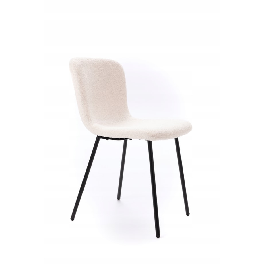 ZESTAW 4 SZTUK Krzesła VALTI Biało-Czarne Tapicerowane Nowoczesne TEDDY