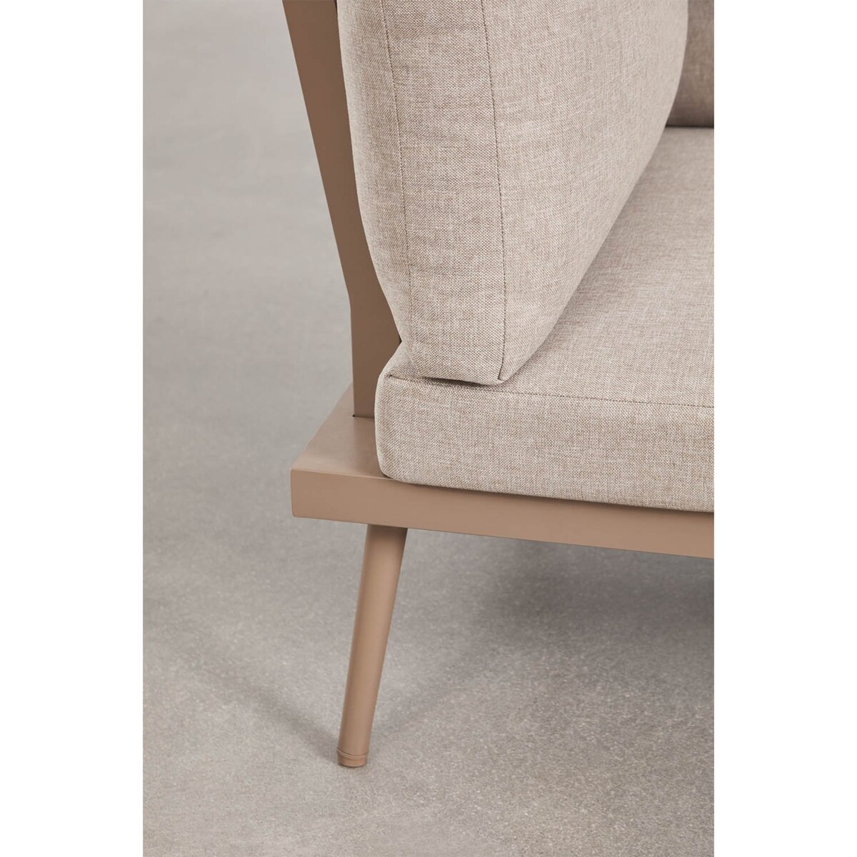 Zestaw ogrodowy: sofa narożna, stolik kawowy z aluminium i akacji, Kalen, mokka