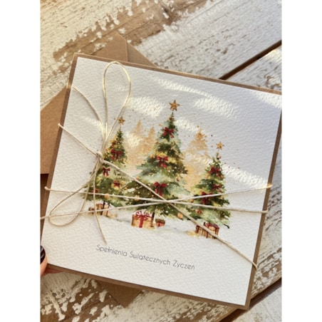 Kartka świąteczna ręcznie robiona na Boże Narodzenie choinka 1