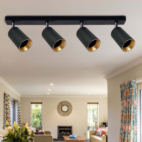Sufitowa lampa nowoczesna Maribel listwa z regulacją czarna złota