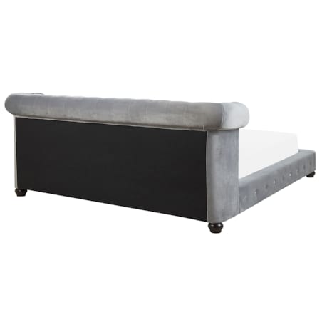 Łóżko wodne welurowe 180 x 200 cm szare CAVAILLON