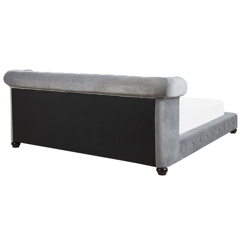 Łóżko wodne welurowe 180 x 200 cm szare CAVAILLON