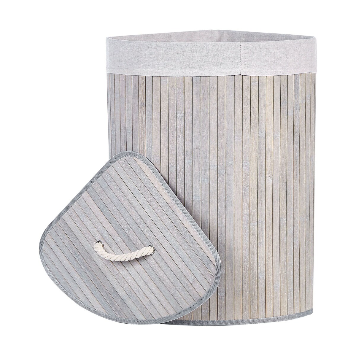 Kosz bambusowy z pokrywą jasnoszary MATARA