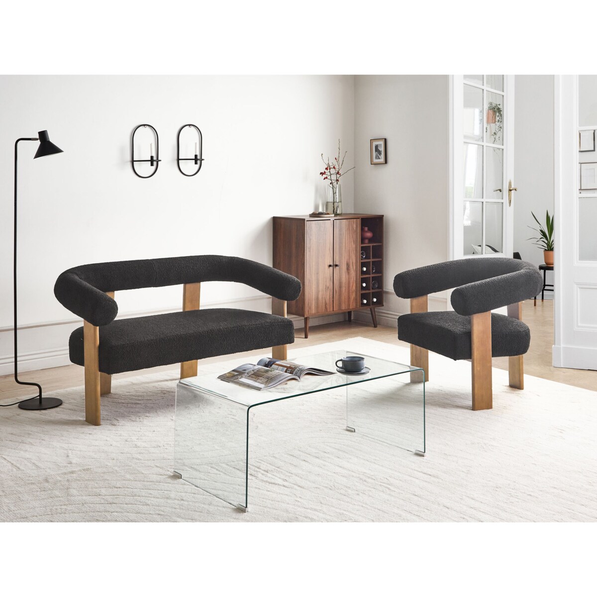 Sofa ILBRO Boucle Czarny dla 2 osób