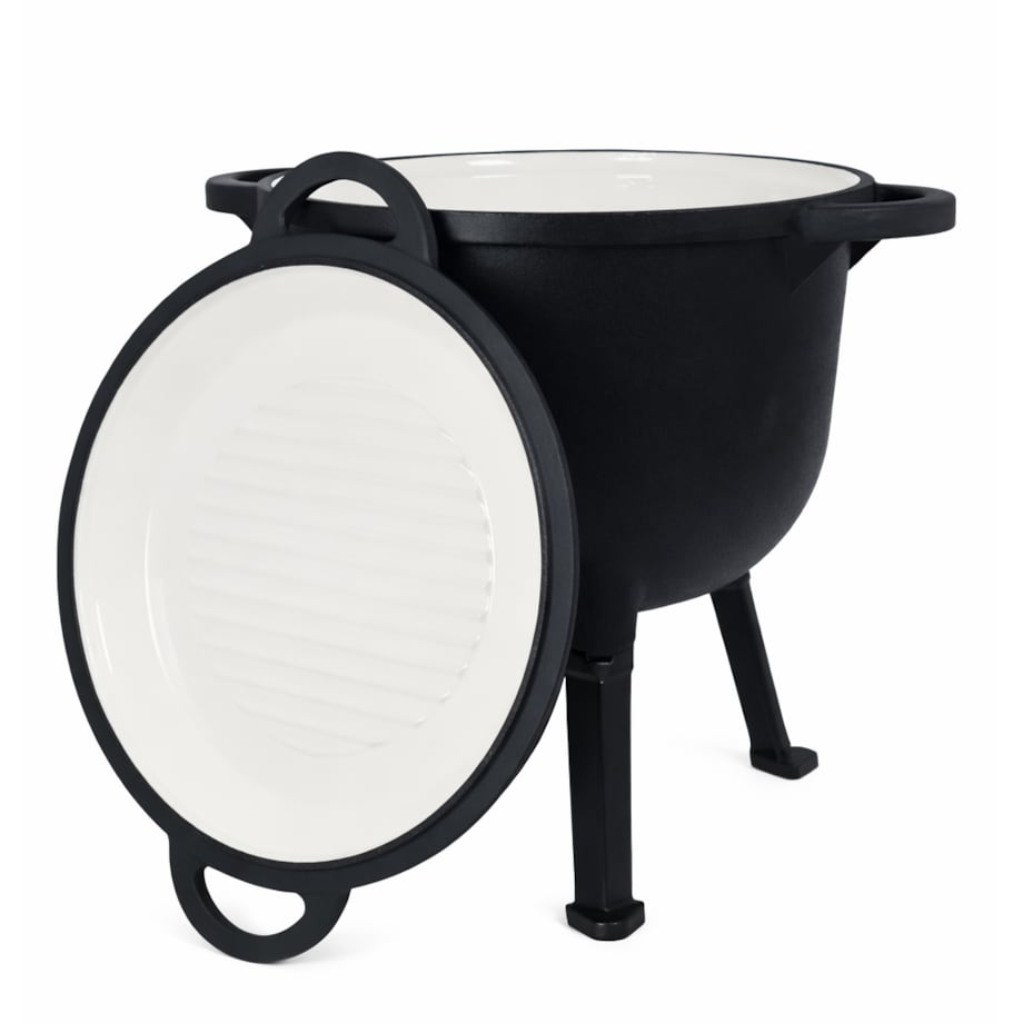 Kociołek żeliwny garnek na ognisko 2w1 emaliowany 10L grill ROSSNER
