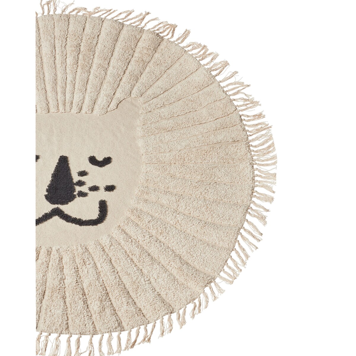 Dywan okrągły bawełniany wzór w lwa ø 140 cm beżowy BADHANI