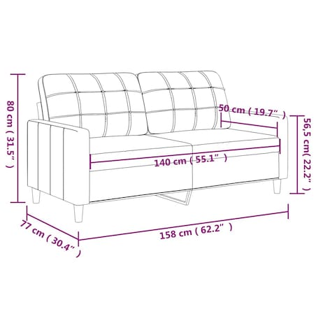 vidaXL Sofa 2-osobowa, czarna, 140 cm, tapicerowana tkaniną