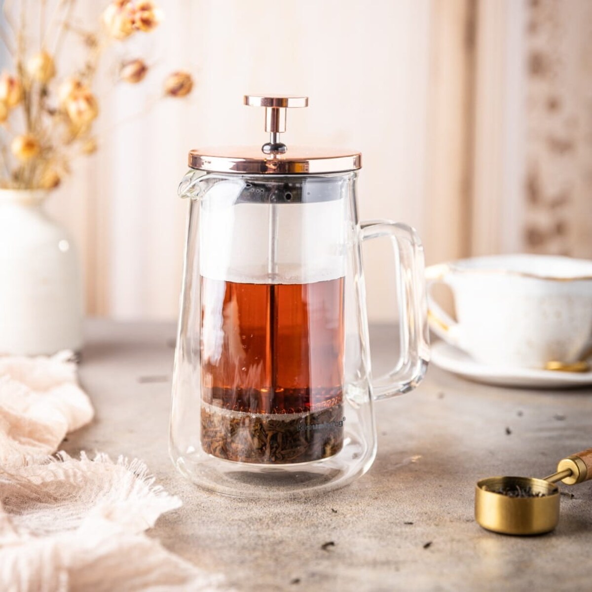 Zaparzacz do kawy herbaty 0.35L French Press różowe złoto KLAUSBERG