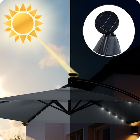 Parasol ogrodowy duży składany pokrowiec lampki led ø 350cm Plonos