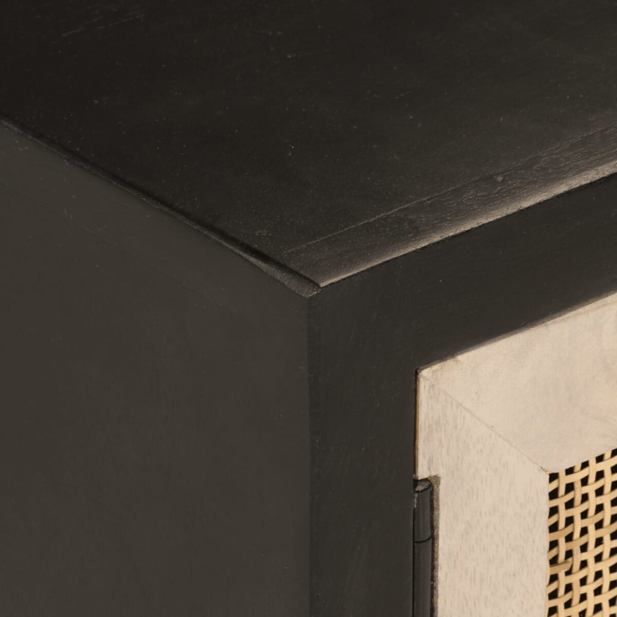 vidaXL Szafka pod TV, czarna, 110x30x40 cm, lite drewno mango i żelazo